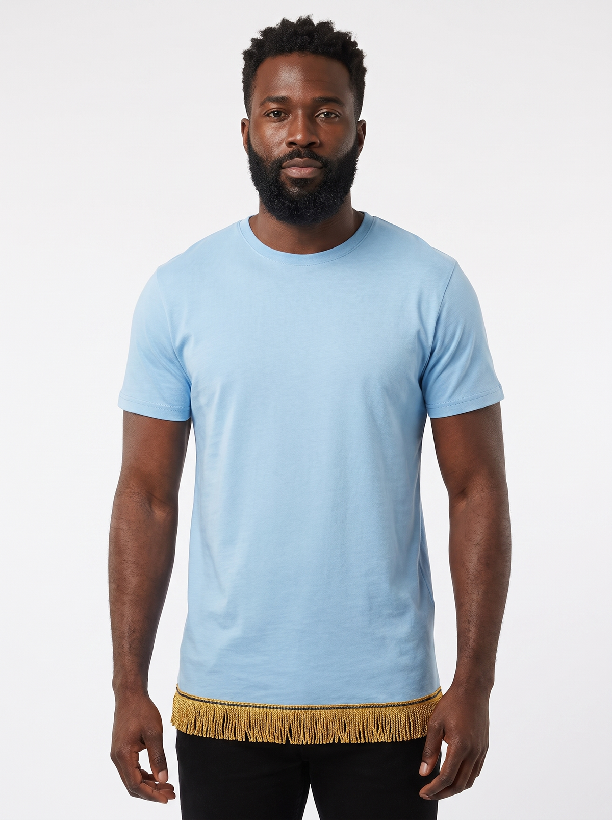 Men's Plain Organic Cotton Fringed T-Shirt