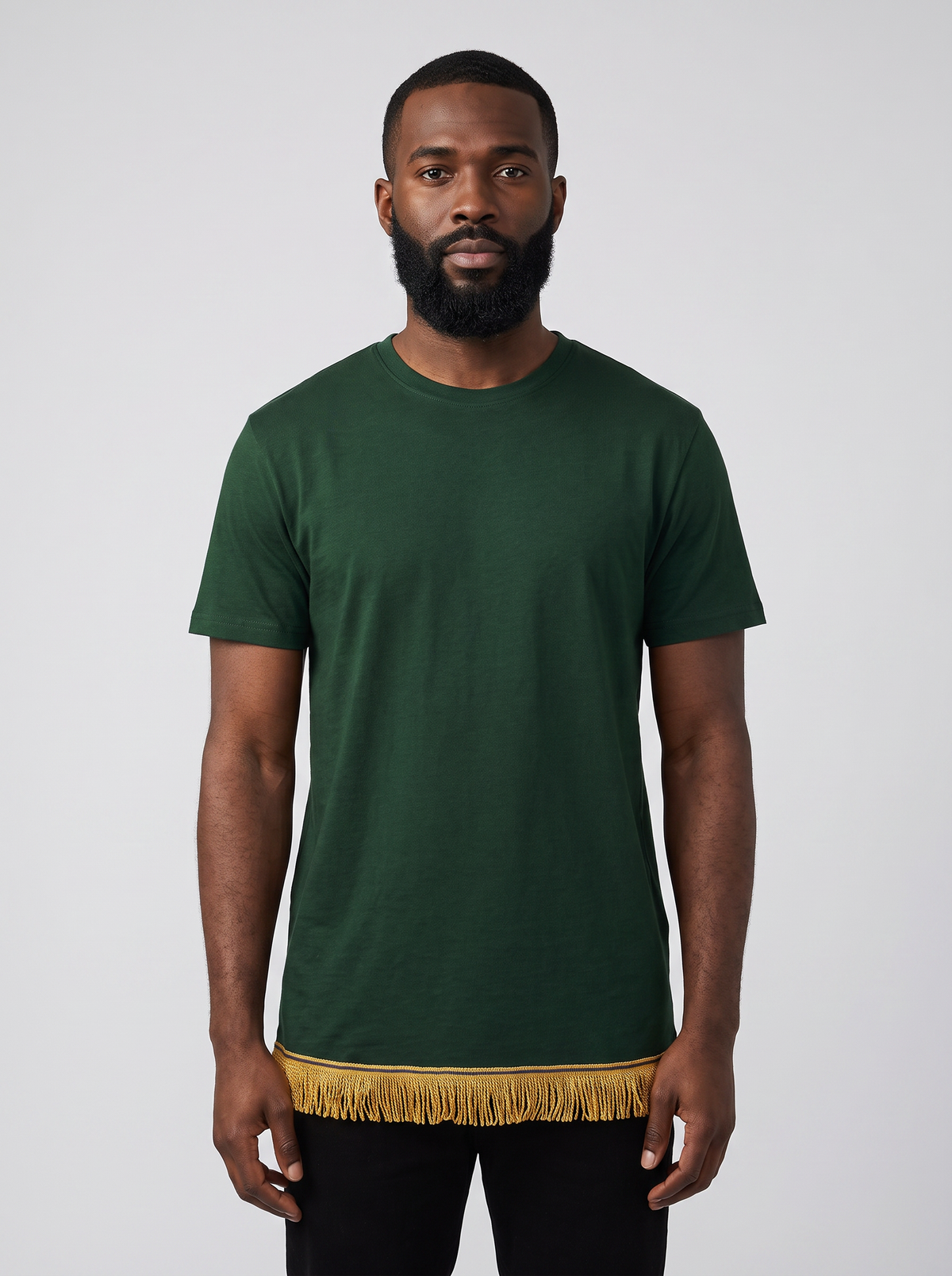 Men's Plain Organic Cotton Fringed T-Shirt