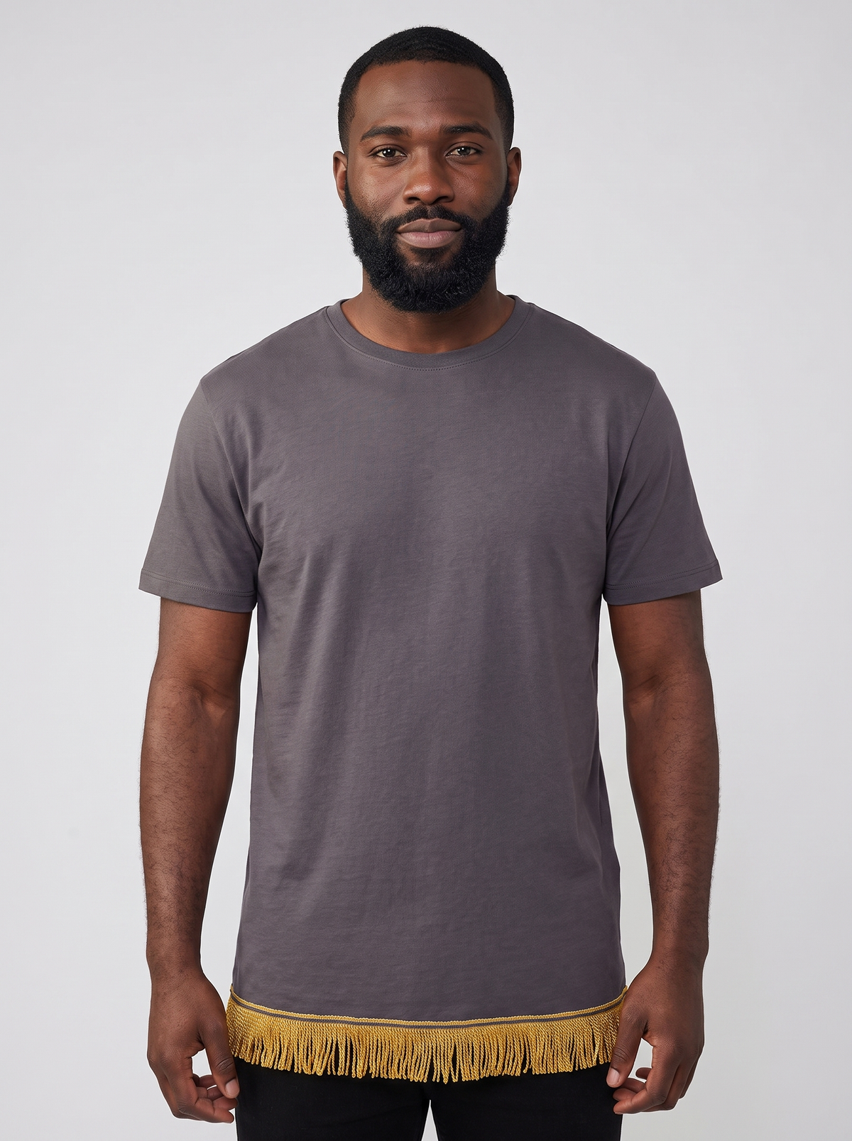 Men's Plain Organic Cotton Fringed T-Shirt