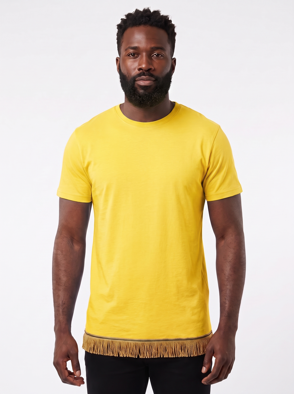 Men's Plain Organic Cotton Fringed T-Shirt