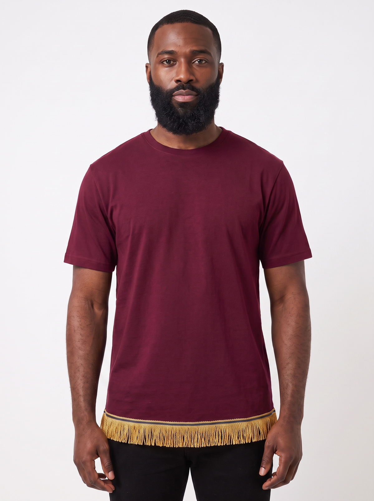 Men's Plain Organic Cotton Fringed T-Shirt