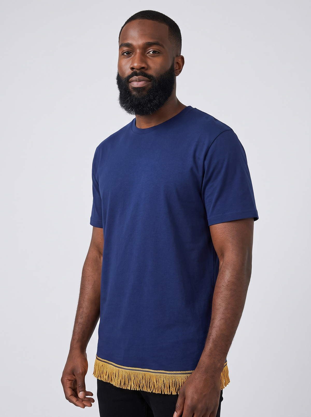 Men's Plain Organic Cotton Fringed T-Shirt