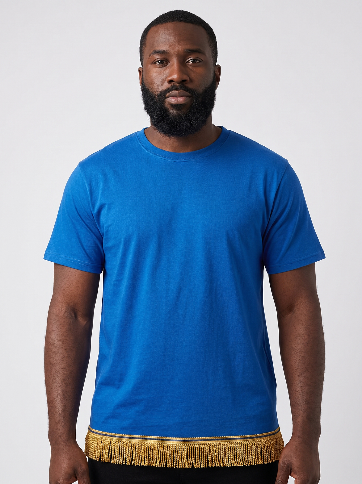 Men's Plain Organic Cotton Fringed T-Shirt
