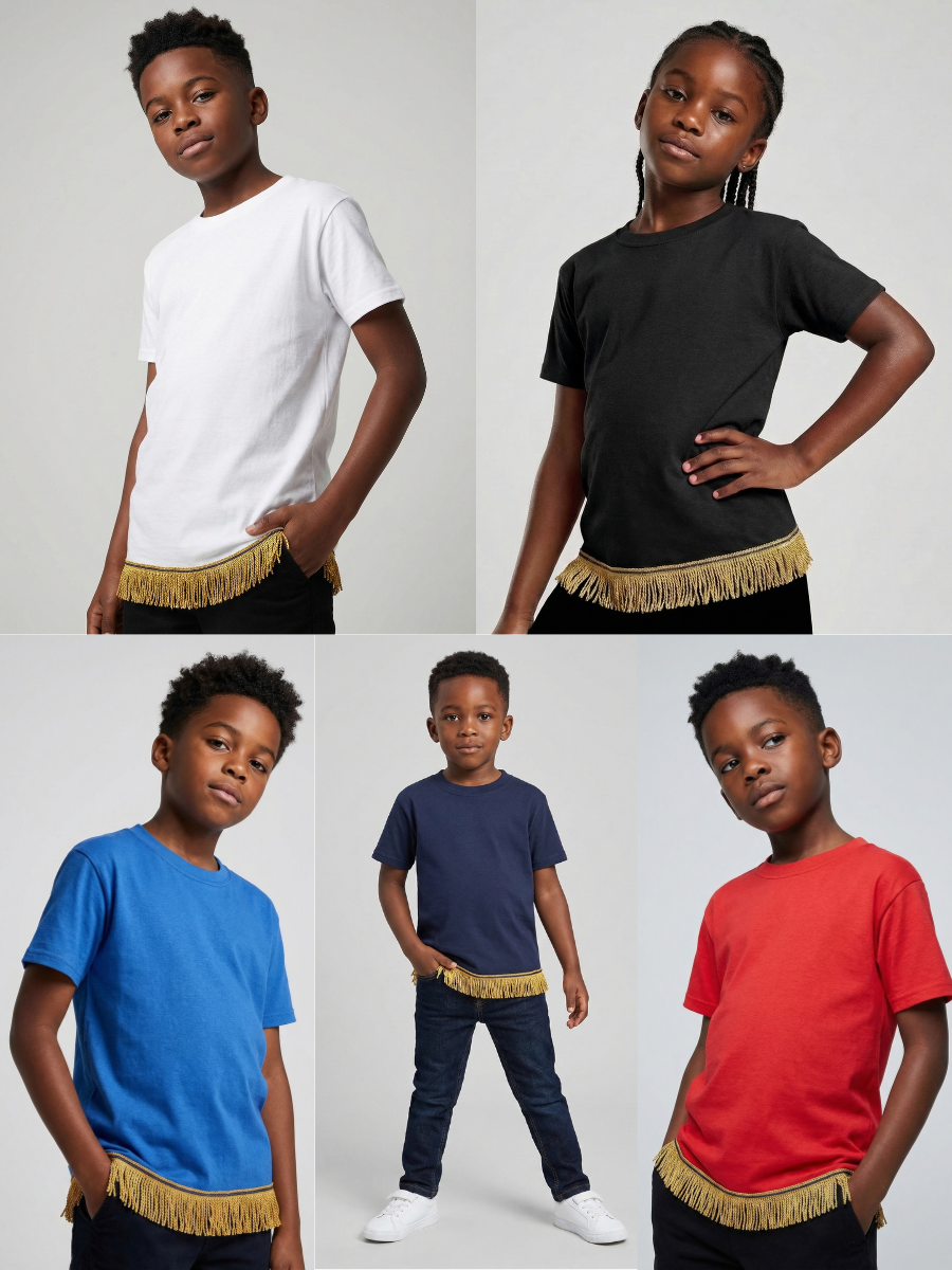 Children's Fringed T-Shirts Bundle (5 Pack)