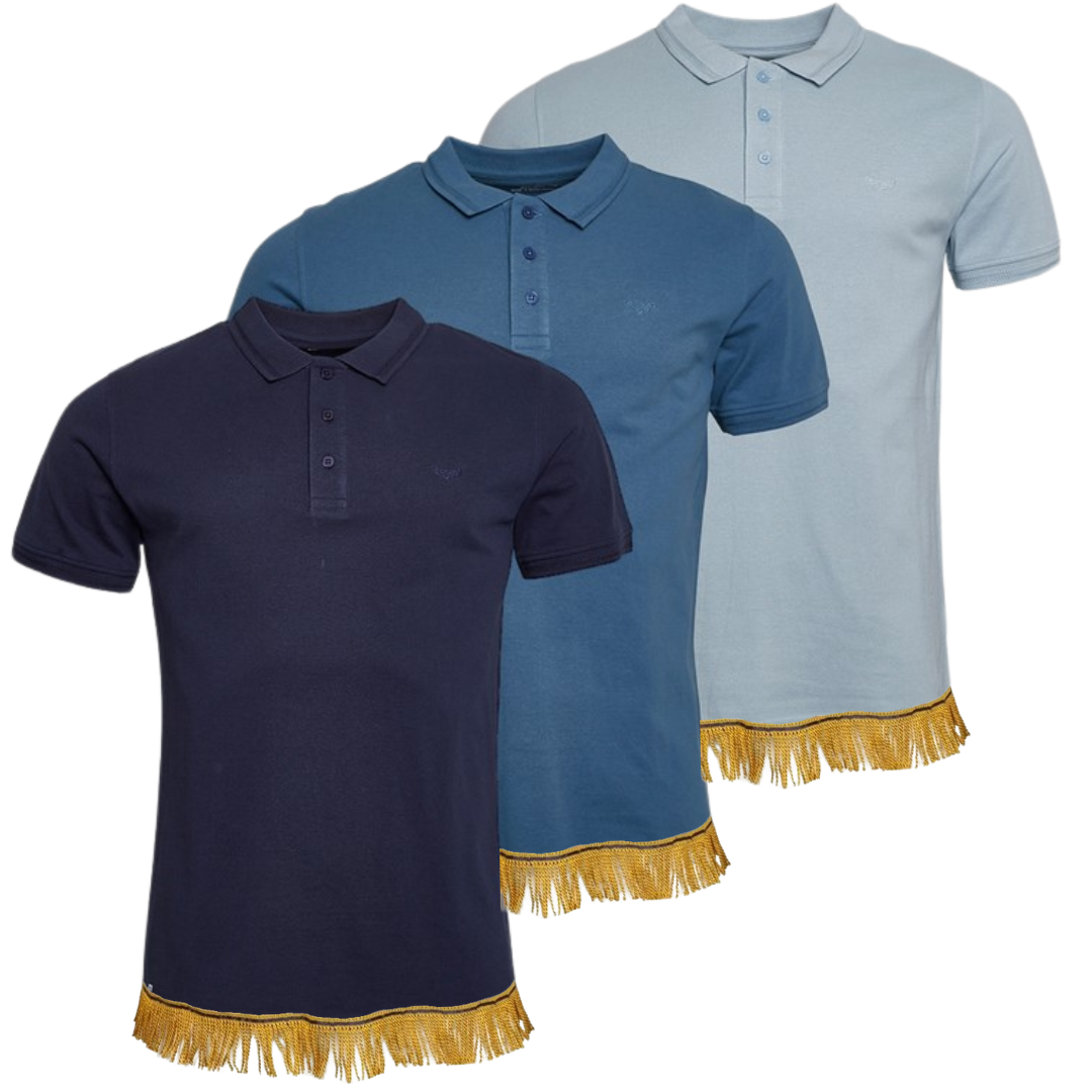 Men's Fringed Short Sleeve Pique Polos Bundle (3 Pack)