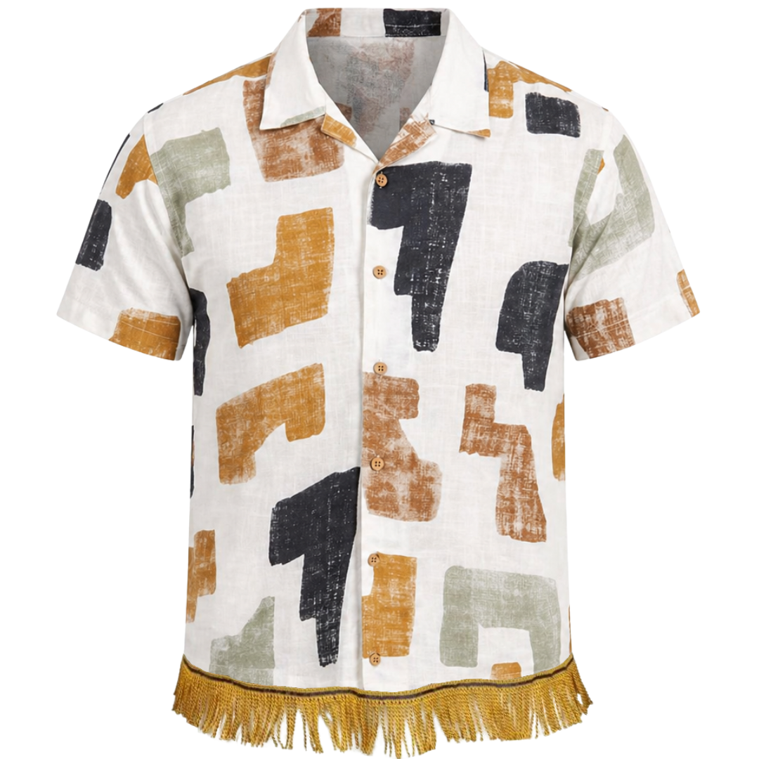 Men's Cotton Pavilion Shirt with Fringes
