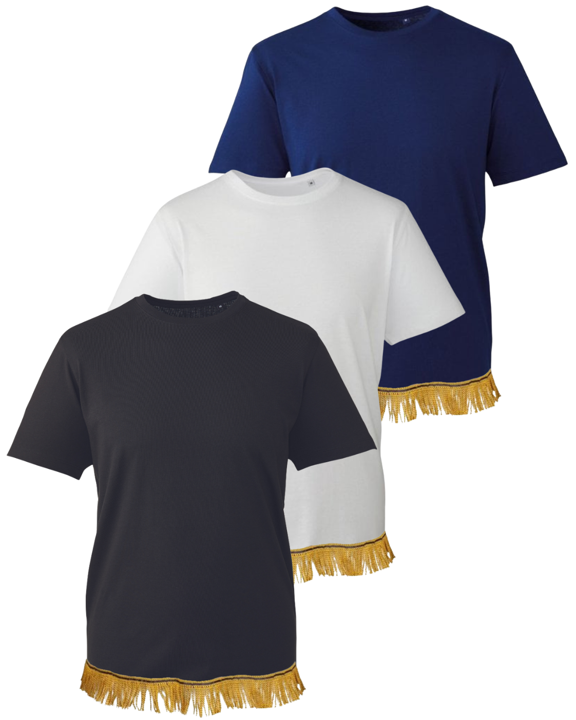 Men's T-Shirts Fringed Bundle (3 Pack) Black/White/Navy
