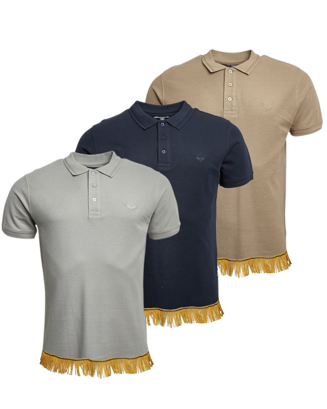 Men's Cotton Ribbed Polo with Fringes Bundle (3 Pack)