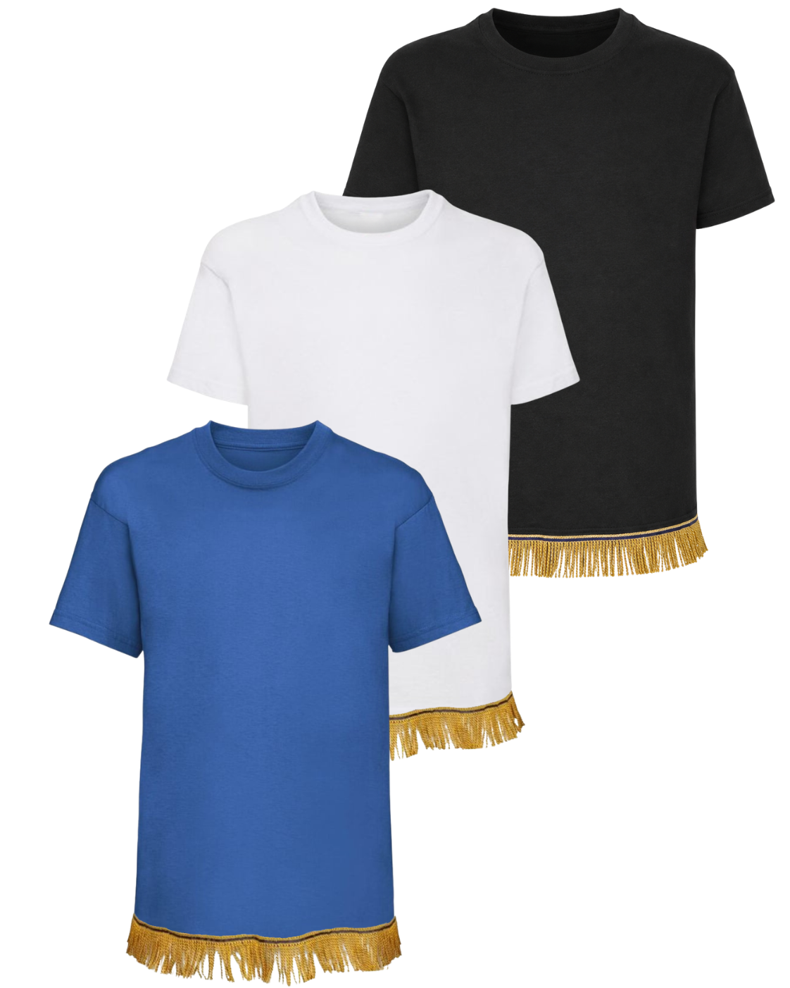 Children's T-Shirts Fringed Bundle (3 Pack) Black/White/Royal
