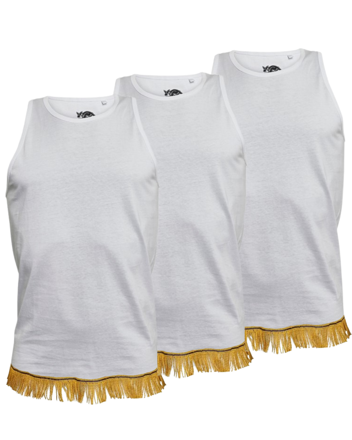 Men's White Fringed Muscle Back Tanks Bundle (3 Pack)