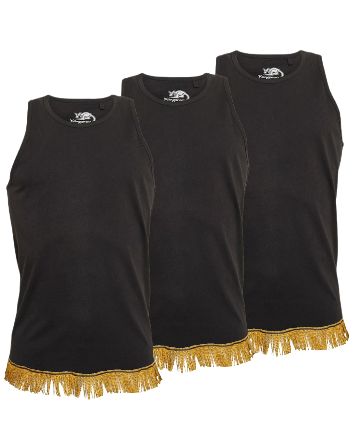 Men's Black Fringed Muscle Back Tanks Bundle (3 Pack)