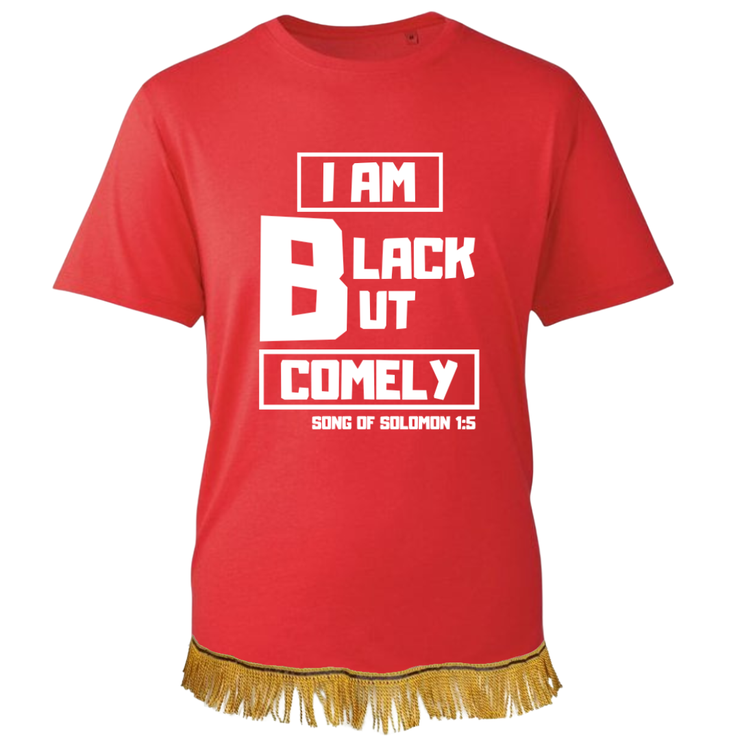 Black But Comely Adult T-Shirt with Fringes