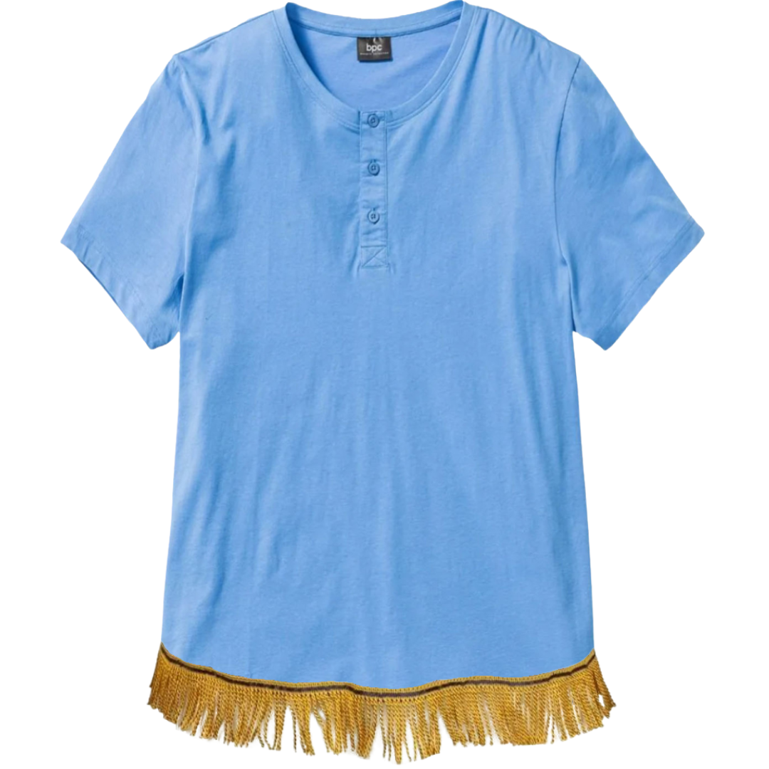 Men's Henley T-Shirt with Gold Fringes